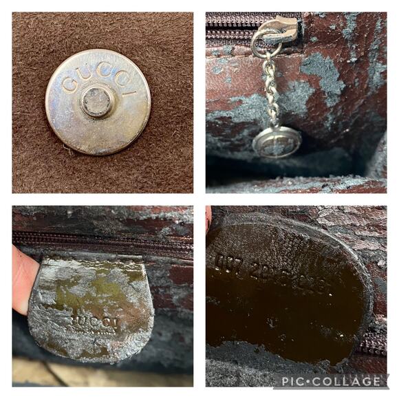 Gucci Brown Patent leather Shoulder Bag Tote Suede 90's Y2K Vintage FLAWED - Picture 13 of 15